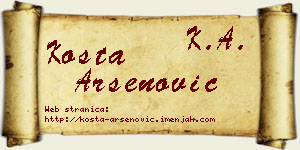 Kosta Arsenović vizit kartica